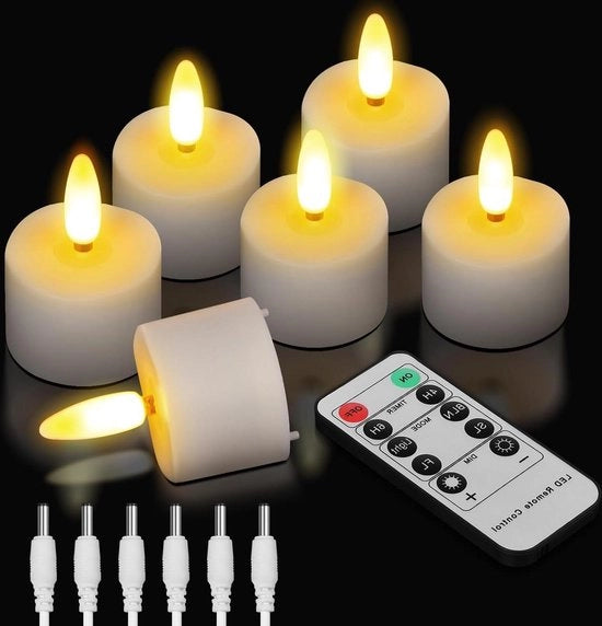Luminarie a led senza fiamma con telecomando - luce a baguette fissa - candele elettriche - fiamma danzante - cera vera - avorio - per matrimonio - Natale - Pasqua - festa (confezione da 6 pezzi)