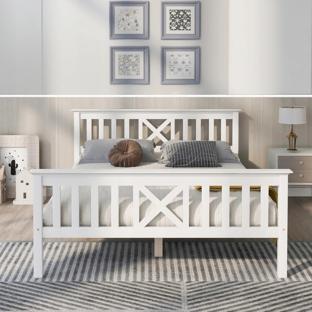 Letto singolo 140x200 - Xylo - Testiera in pino bianco senza materasso
