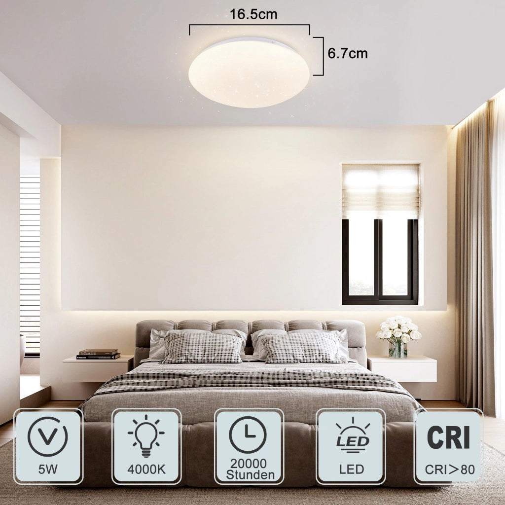 ZMH Lampada da soffitto LED 2 pezzi 5W 4000K bianco neutro per salotto corridoio camera bambino