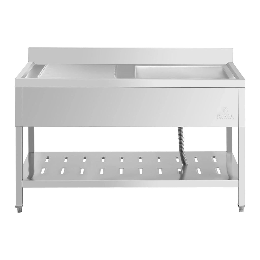 Lavello professionale in acciaio inox lavello professionale (dimensioni: 140 x 70 cm, vasca: 510x520x245 mm, acciaio inox) 14_0005013