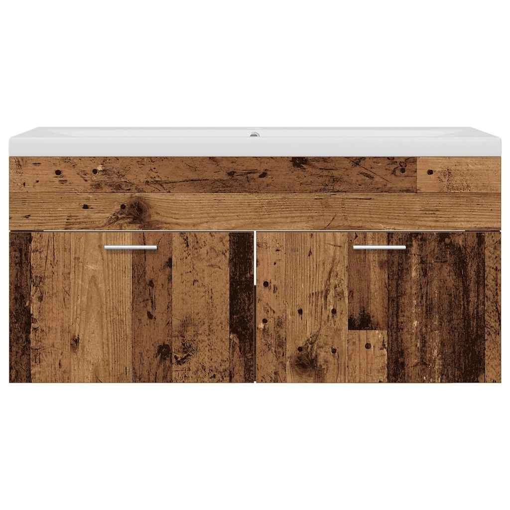 Mobiletto da bagno moderno da parete elegante contenitore 100 x 38 x 46 cm legno ingegnerizzato finitura legno anticato 02_0056318