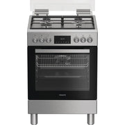 Hotpoint Ariston H6G5LMX cucina a libera installazione, 60x60cm, piano gas, forno elettrico ventilato, grill elettrico, 73 Lt, classe A, Inox