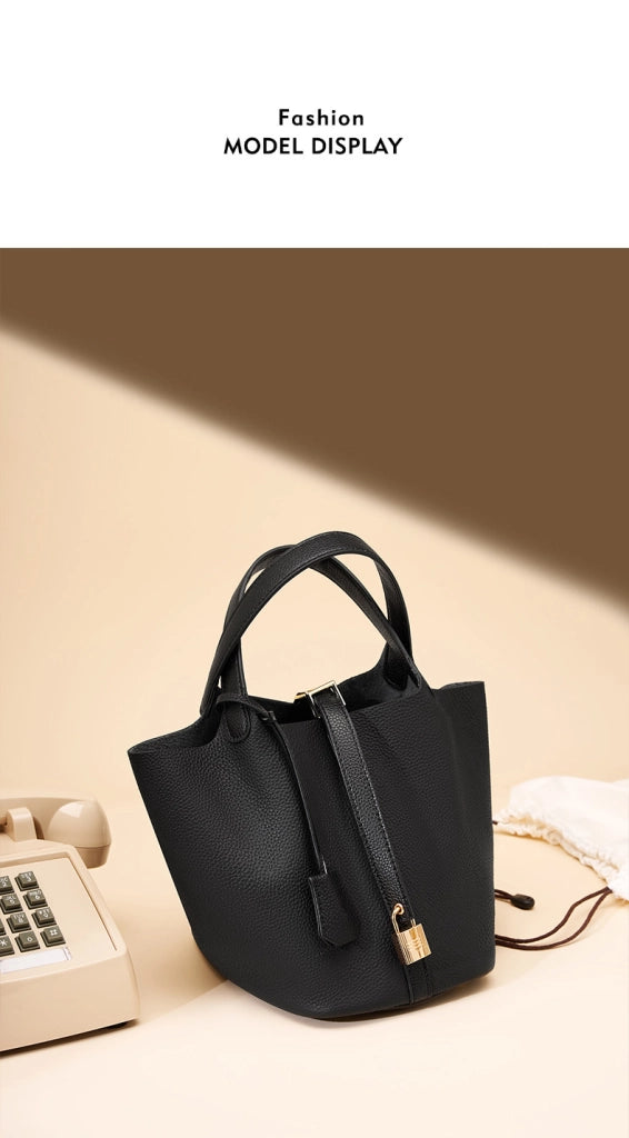 Borsa a tracolla da donna, borsa tote in pelle, borsetta a mano nera