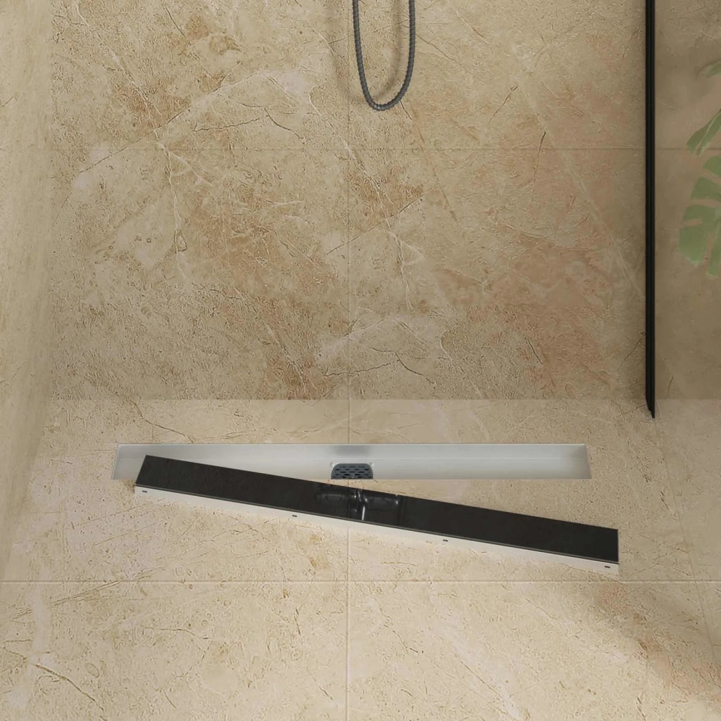Scarico doccia con copertura in vetro e sifone a 360° 80 cm