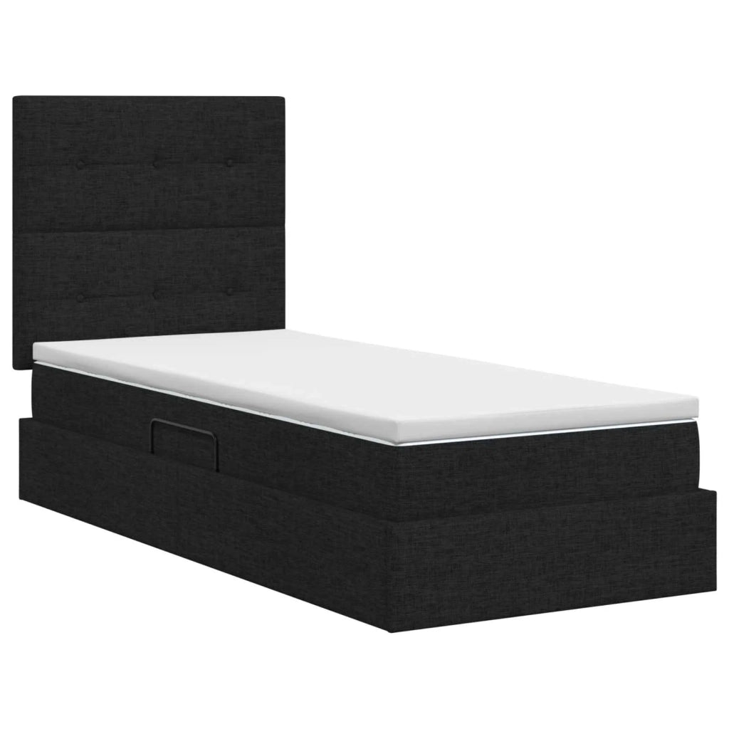 Letto con contenitore e materasso Nero 100 x 200 cm Tessuto 3459485