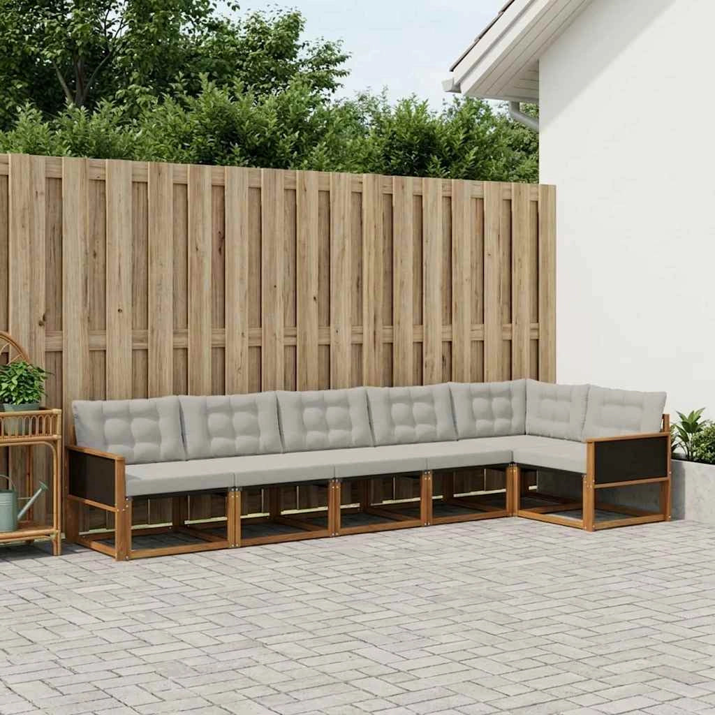 Set di divani da esterno 6 pz Naturale e Grigio Chiaro 3381447