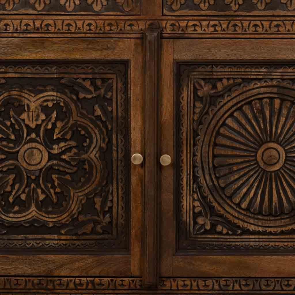 Credenza in legno artigianale con 3 ante, 153x40x84h cm