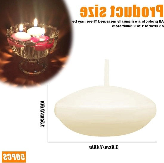 Candele galleggianti - 50 pezzi bianchi - per compleanno matrimonio piscina - spa San Valentino - decorazione - diametro 38 mm