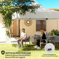 Gazebo da Giardino Pop Up 300x300x340 cm con Luci LED Solari e Altezza Regolabile Bianco