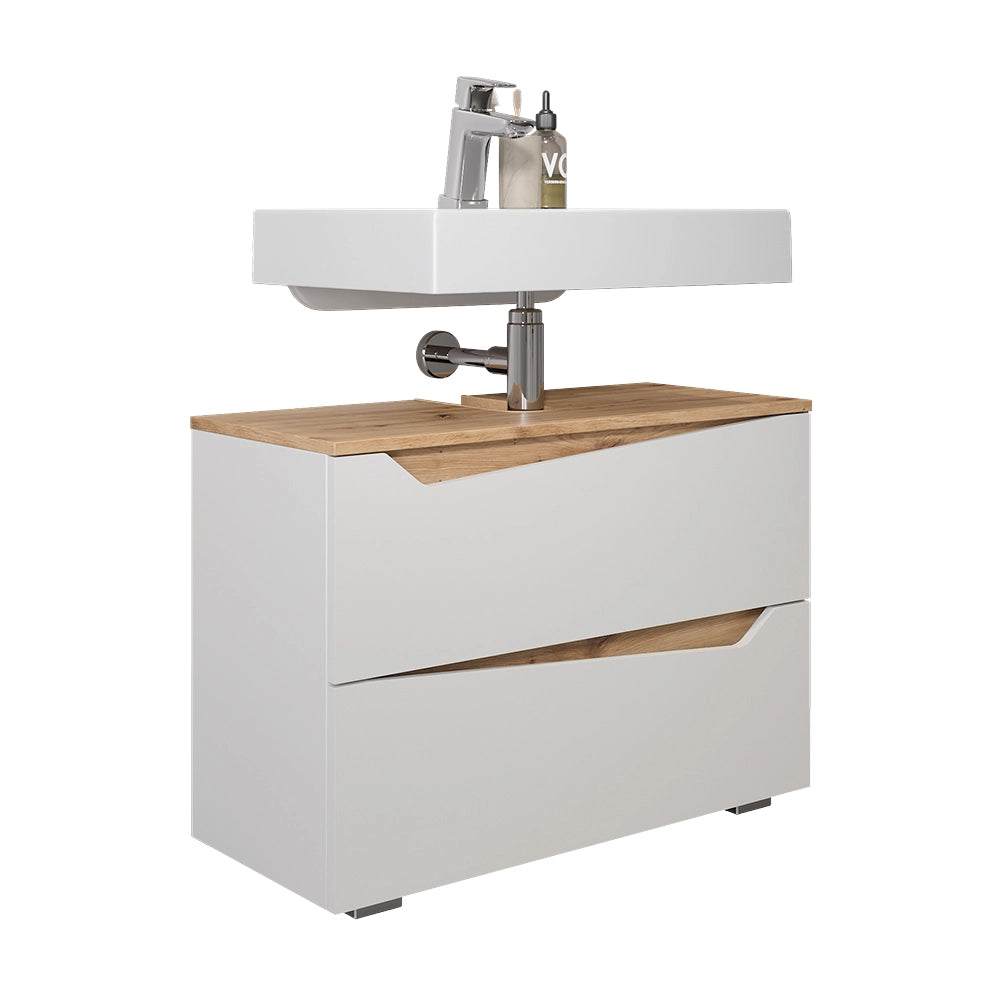 Vicco Mobile sottolavabo per bagno Bianco/Artisan 80 x 57.5 cm con 2 cassetti