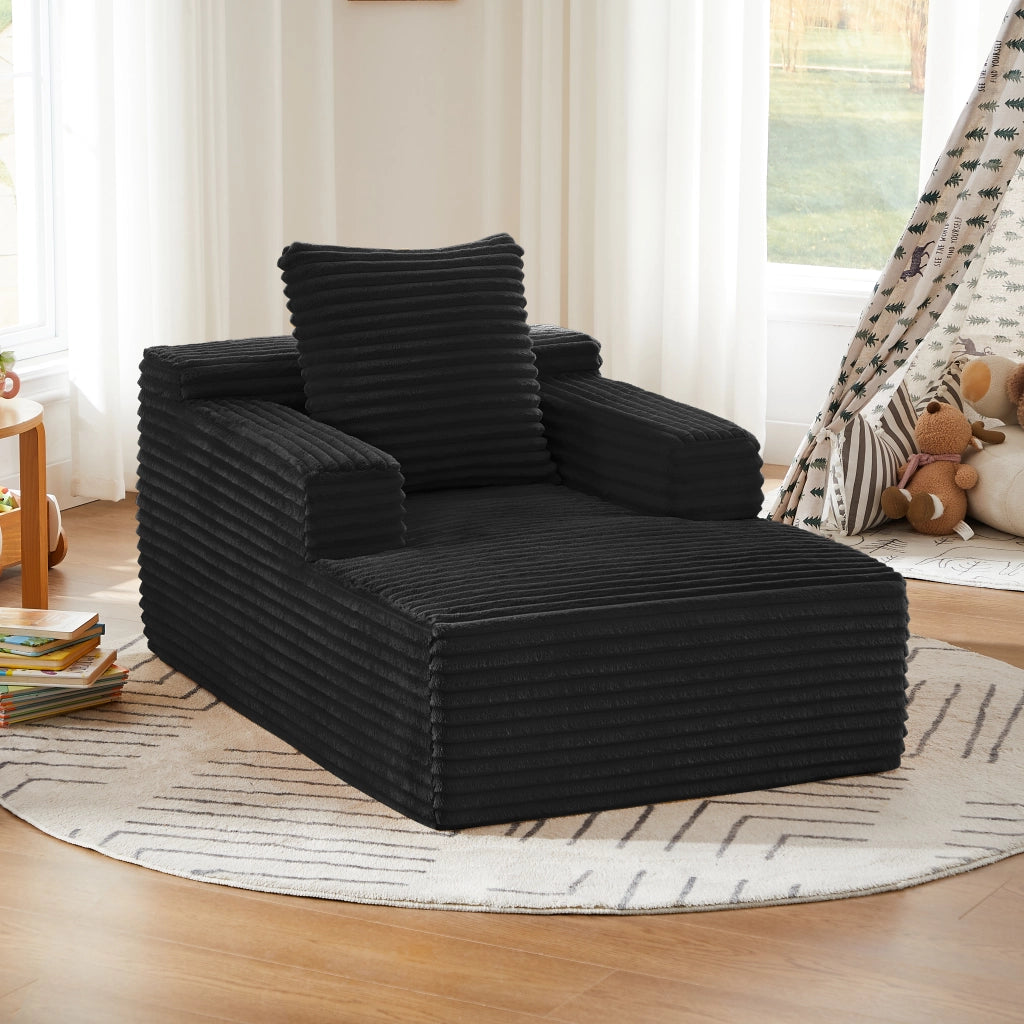 DIVANO Chaise longue in velluto a coste nero