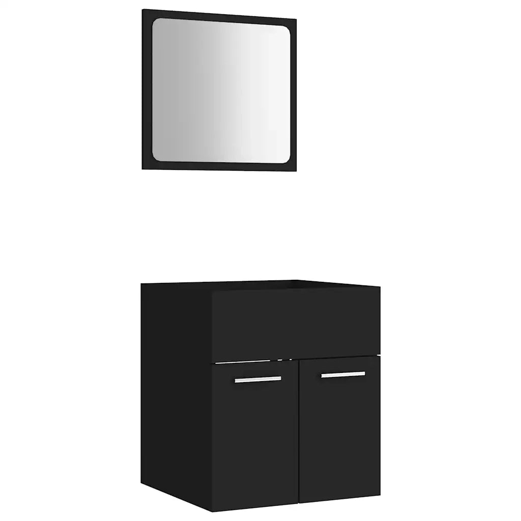 Set Mobili da Bagno 2 pz Nero in Truciolato cod mxl 59218