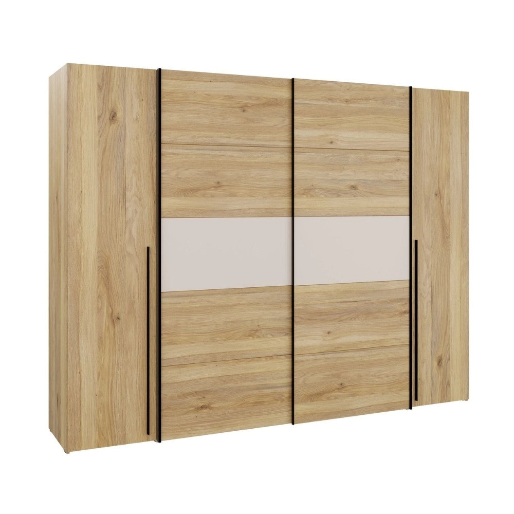 Armadio Callia con 2 ante scorrevoli e 2 battenti rovere e cashmere 270x61x210