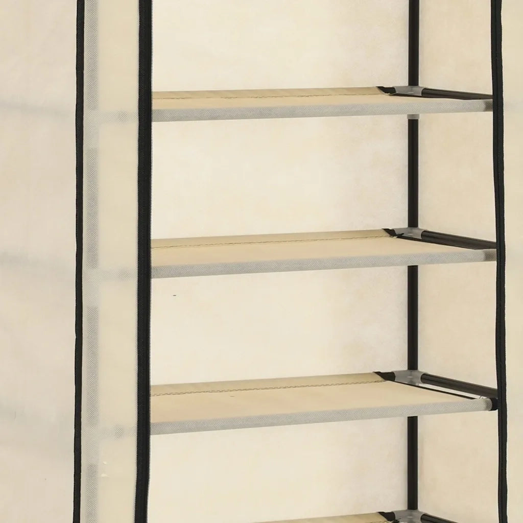 Scarpiera con Rivestimento in Tessuto Crema 57x29x162 cm 282431
