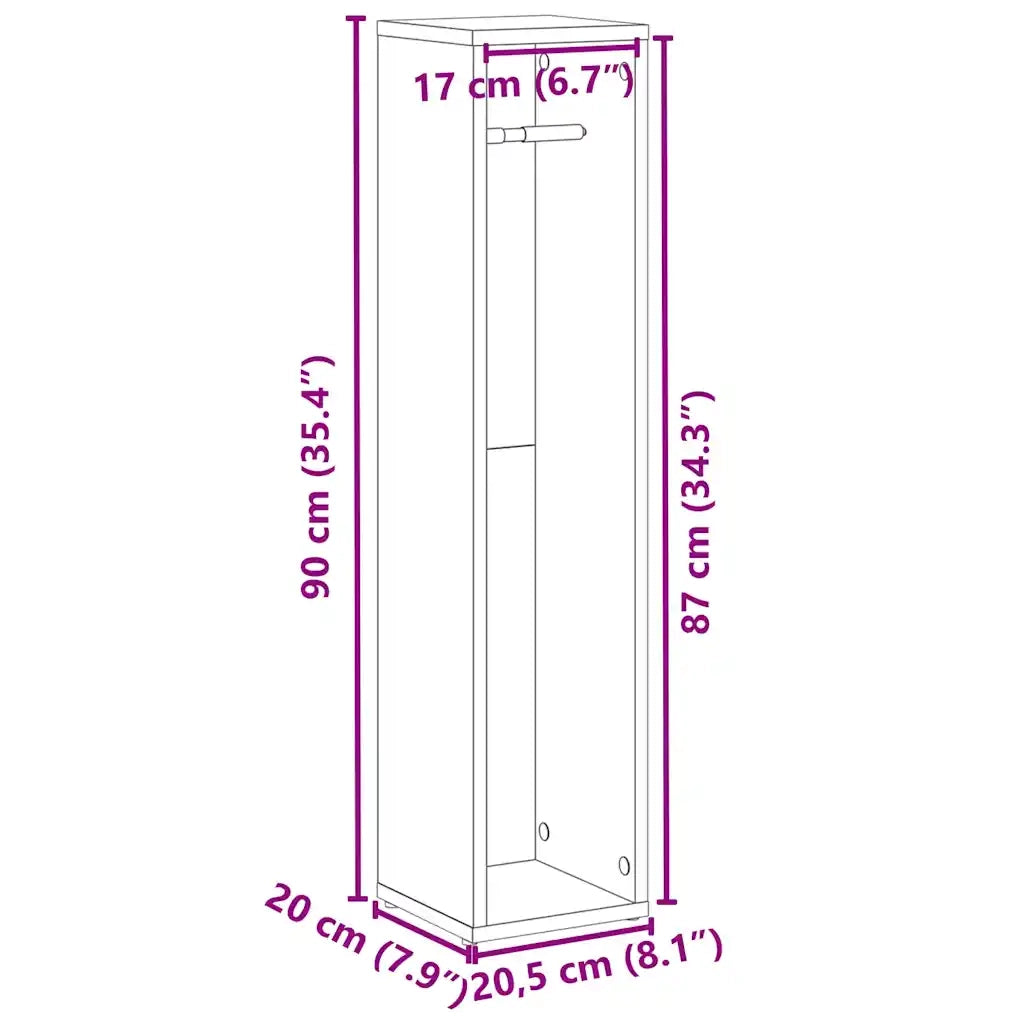 Mobile da Bagno con Portarotolo Bianco 20,5x20x90 cm