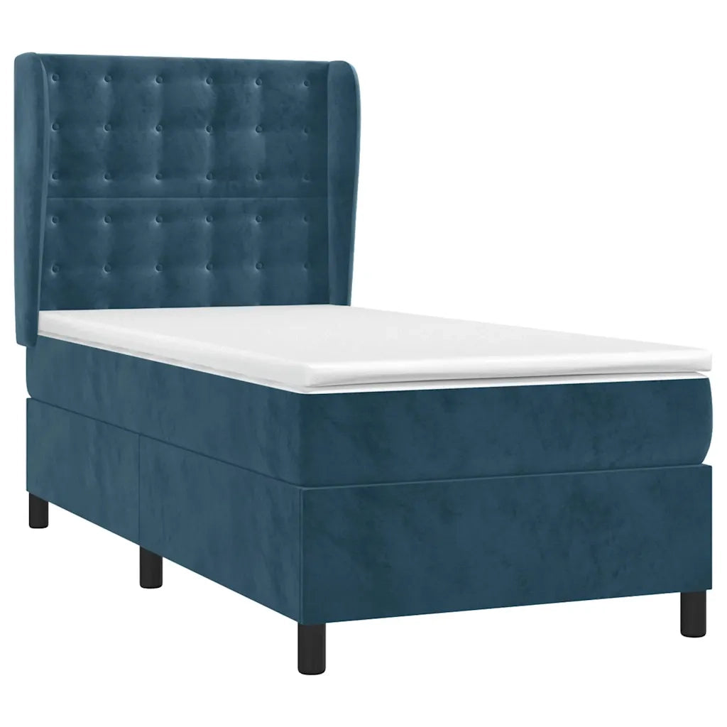 Giroletto a Molle con Materasso Blu Scuro 80x200 cm in Velluto