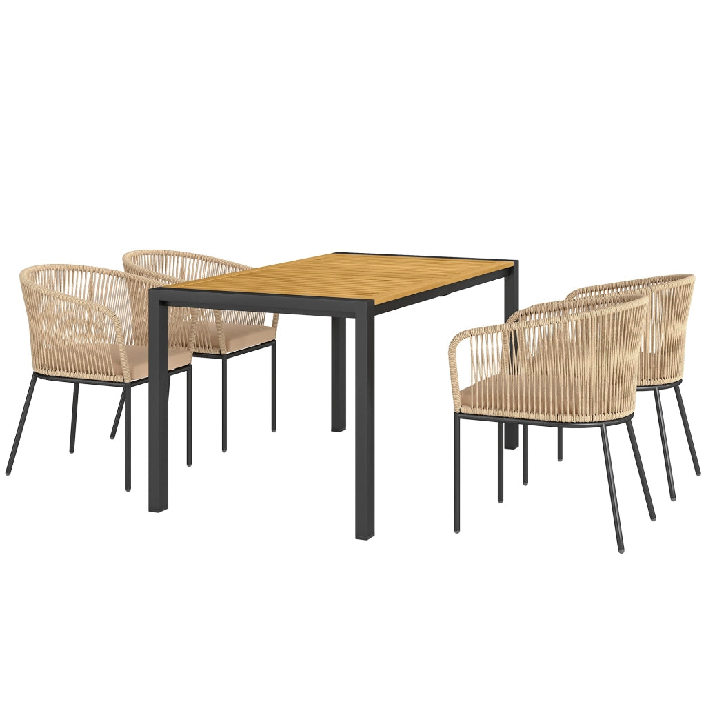 Set Giardino 5 Pezzi con Tavolo e Sedie ¨C Zephmum ¨C Polyrattan Grigio Antracite