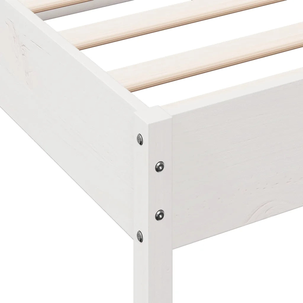Letto matrimoniale | Letto per adulti | Giroletto senza Materasso Bianco 120x200 cm Legno Massello Pino