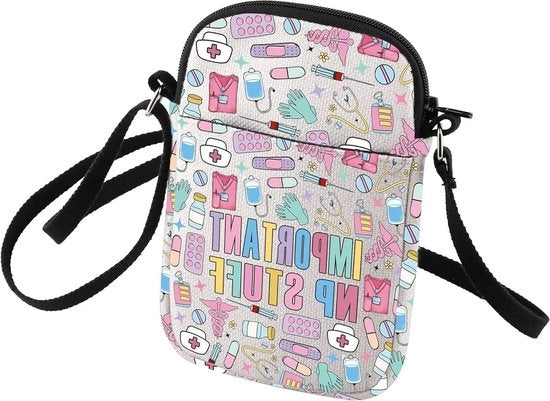 Borsa da spalla per infermiere con accessori medici - Codice prodotto NP - Regalo per infermiere - Borsa da spalla con contenitori per medicinali e strumenti medici