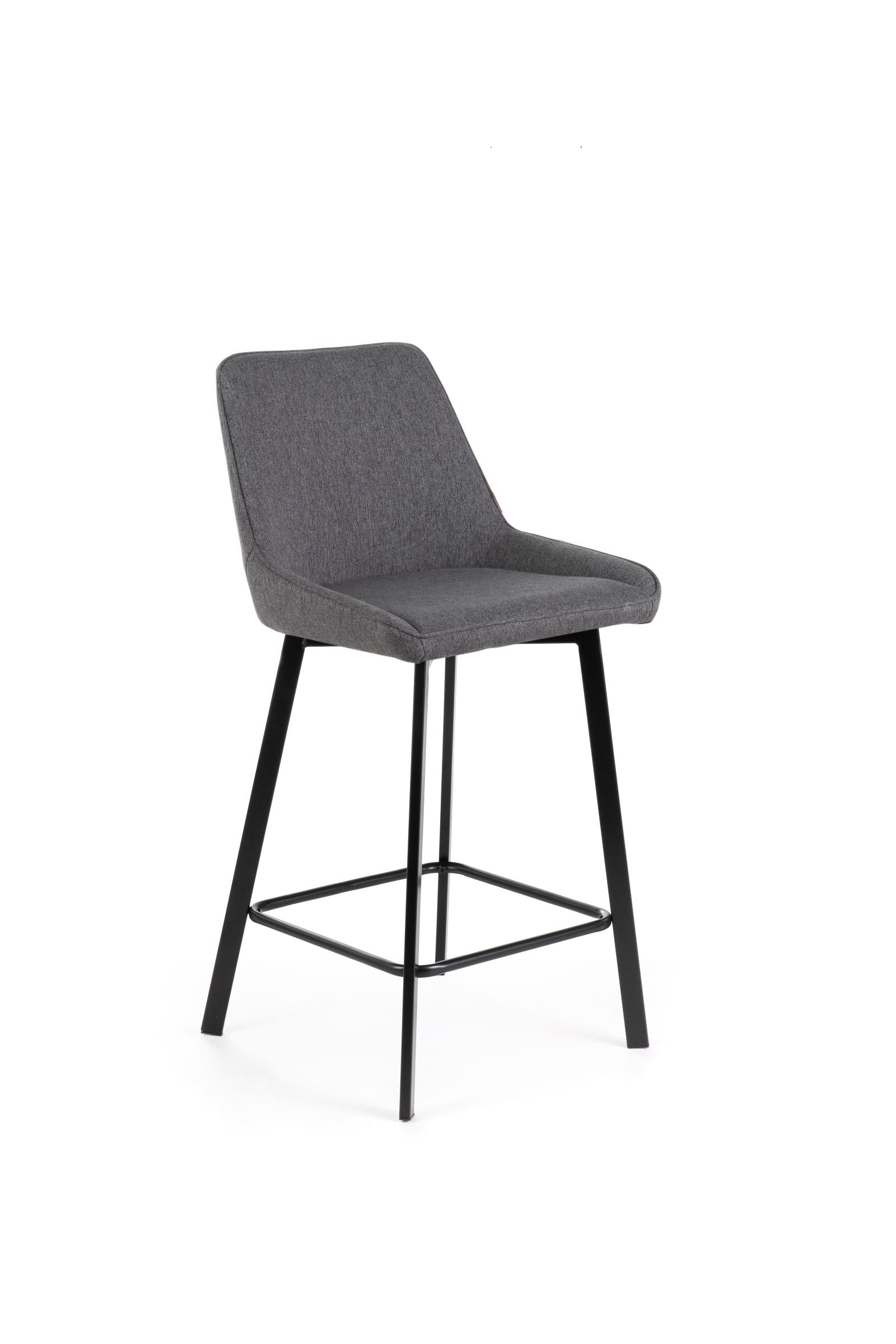 Set 2 Sgabelli 50x44xH94 cm in Tessuto Fox Grigio Scuro