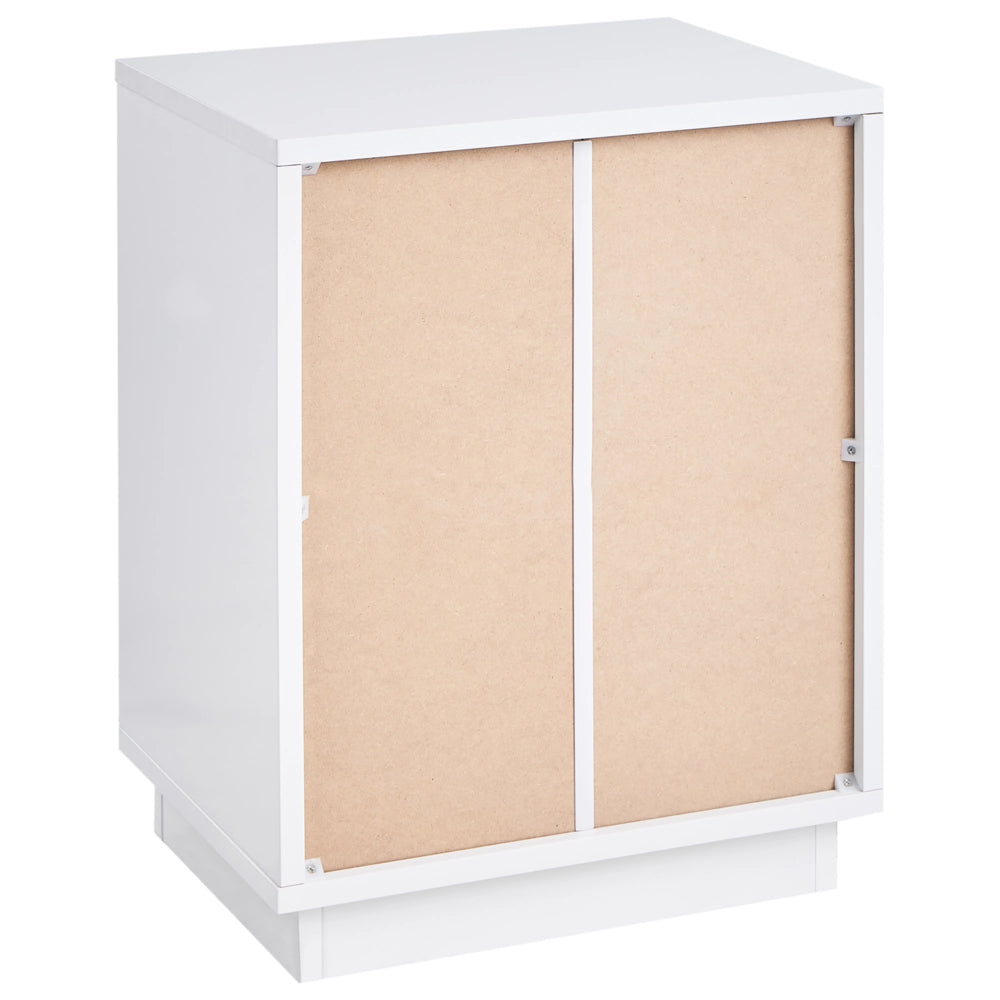Comodino in MDF con 1 cassetto e maniglia dorata frontale scanalata 1 ripiano Bianco design moderno