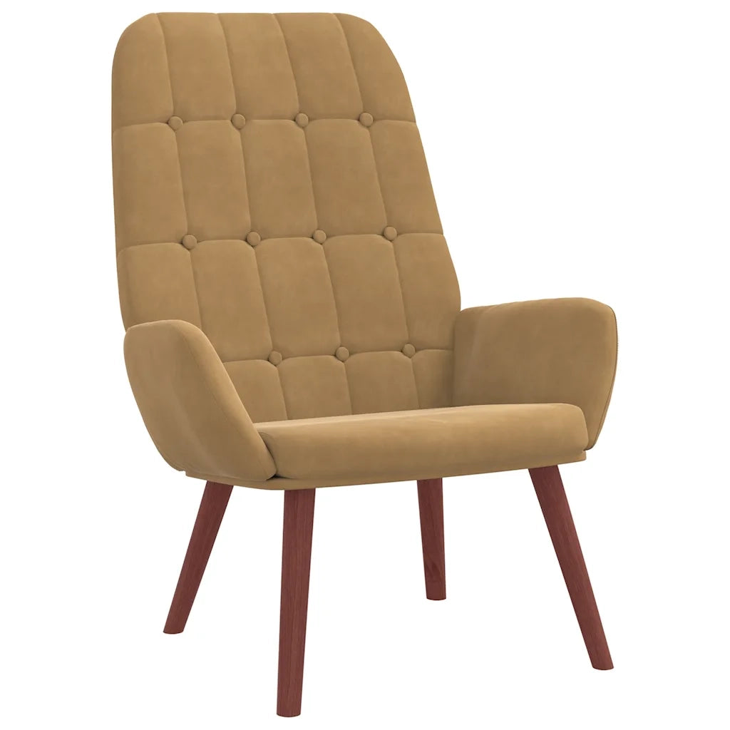 Divano Sedia-Poltrona Relax con Poggiapiedi Marrone in Velluto 716559