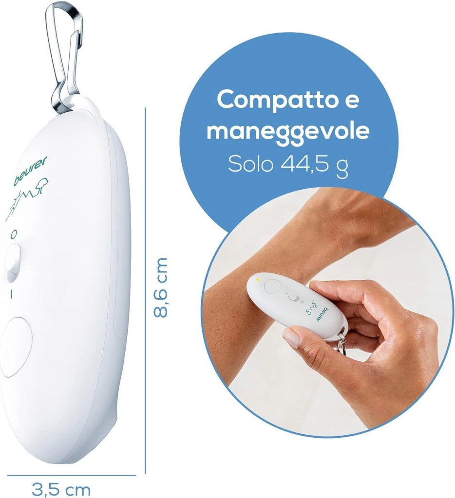 Beurer BR 10 - Dispositivo per punture d'insetto, con piastra in ceramica riscaldante, programma rapido da 3 s e alimentazione a batterie, colore Bianco