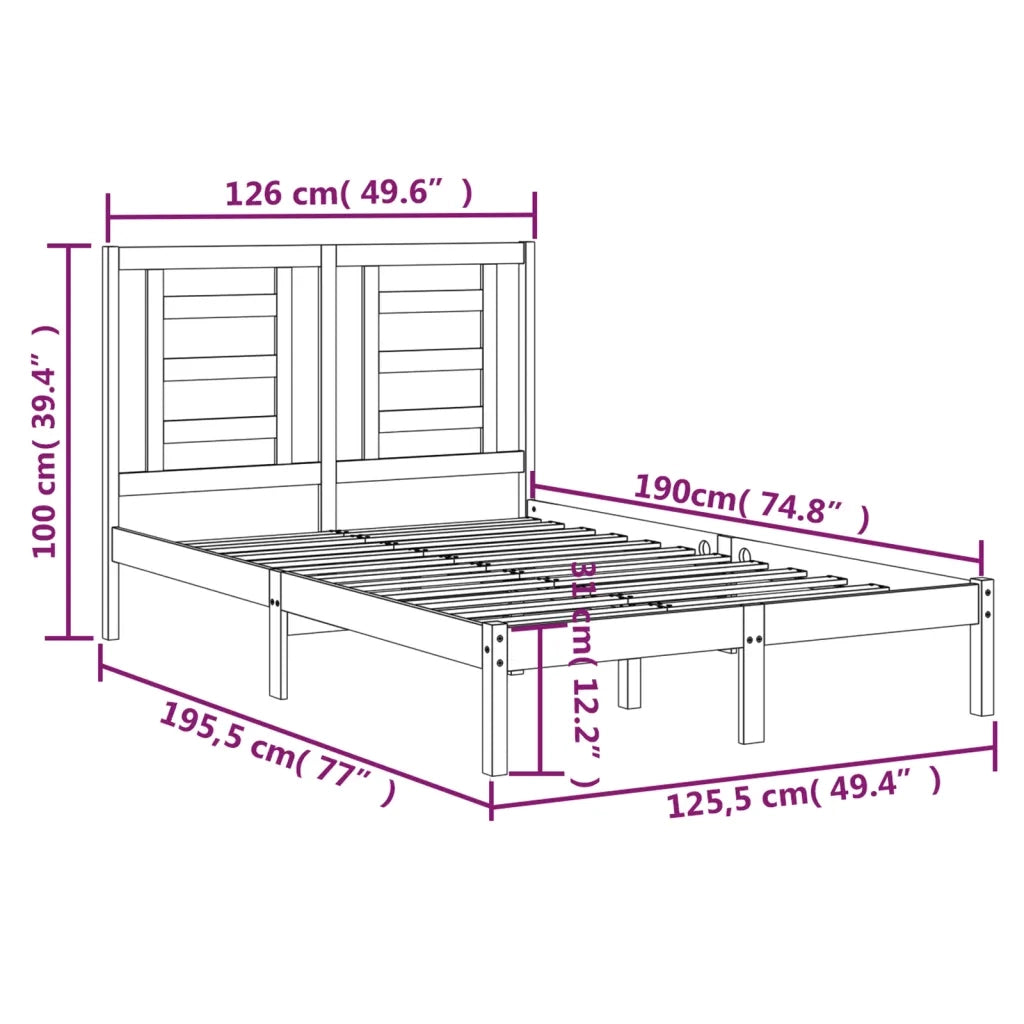 Giroletto-Struttura Letto in Legno Massello 120x190 cm Small Double 848101