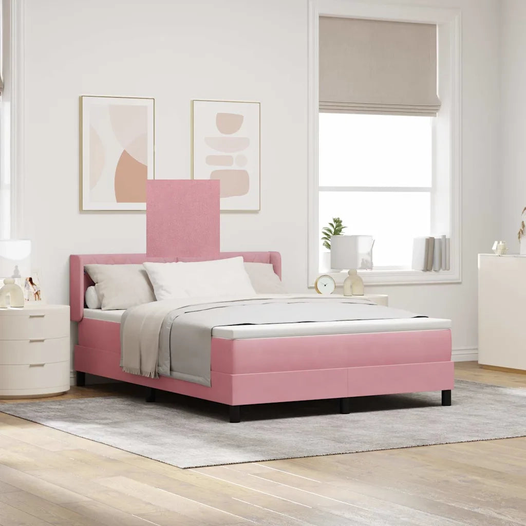 Letto a molle con testiera Rosa 200 x 160 cm Velluto 3341425
