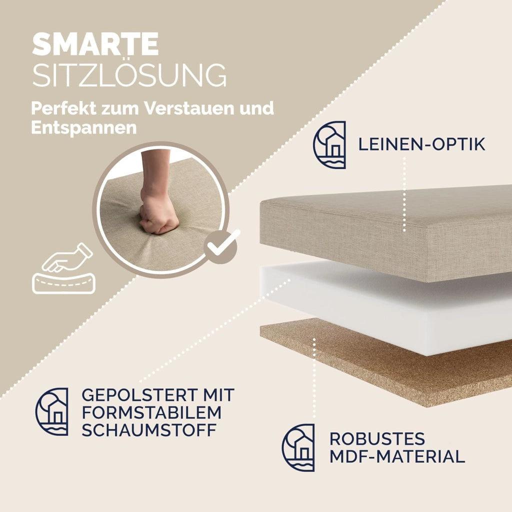 ® Cassapanca Contenitore con Coperchio Pieghevole 115x40x40cm Pouf 131 L Scatola Portaoggetti Panca Box Salvaspazio Sedile Poggiapiedi