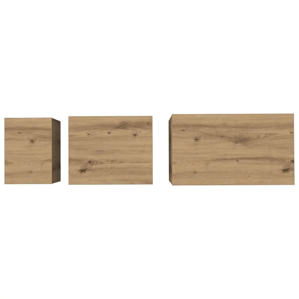 Tavolino da salotto 3 pcs Rovere artigianale Legno multistrato