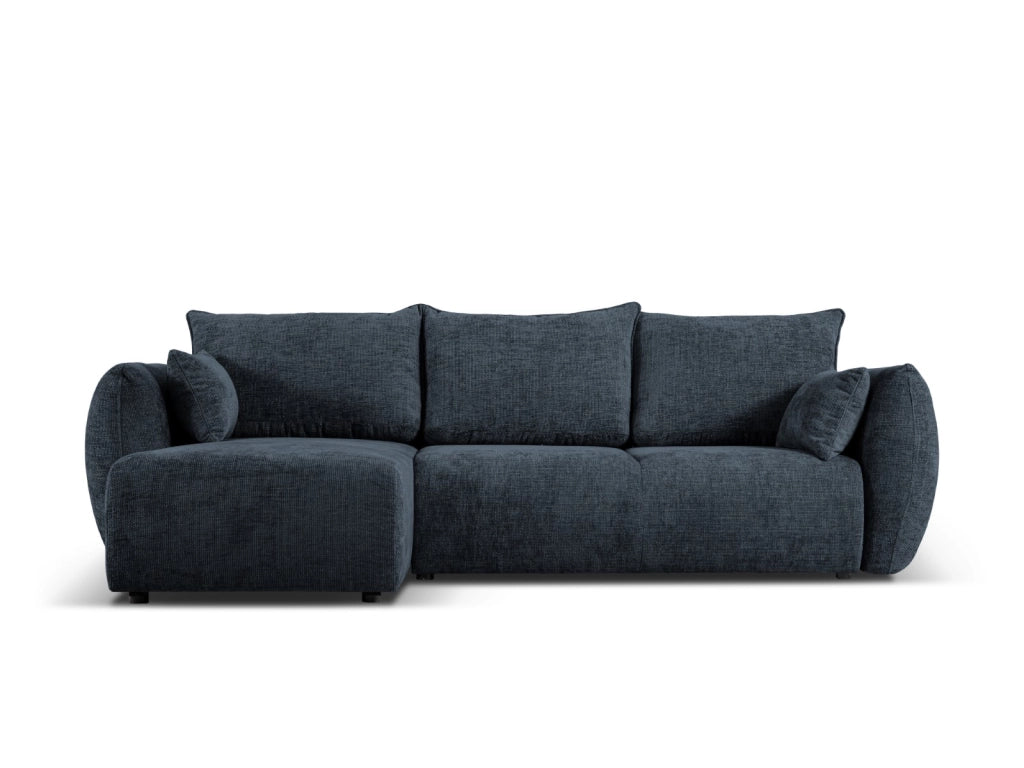 Cosmopolitan Design - Divano convertibile angolare sinistro con contenitore "Matera" 4 posti in ciniglia blu reale 