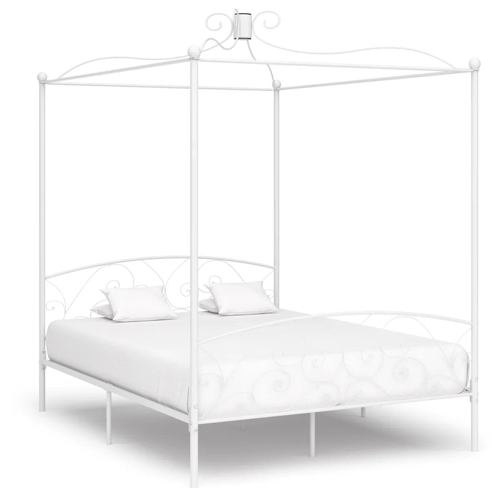 Letto a Baldacchino Bianco in Metallo 180x200 cm cod mxl 60217