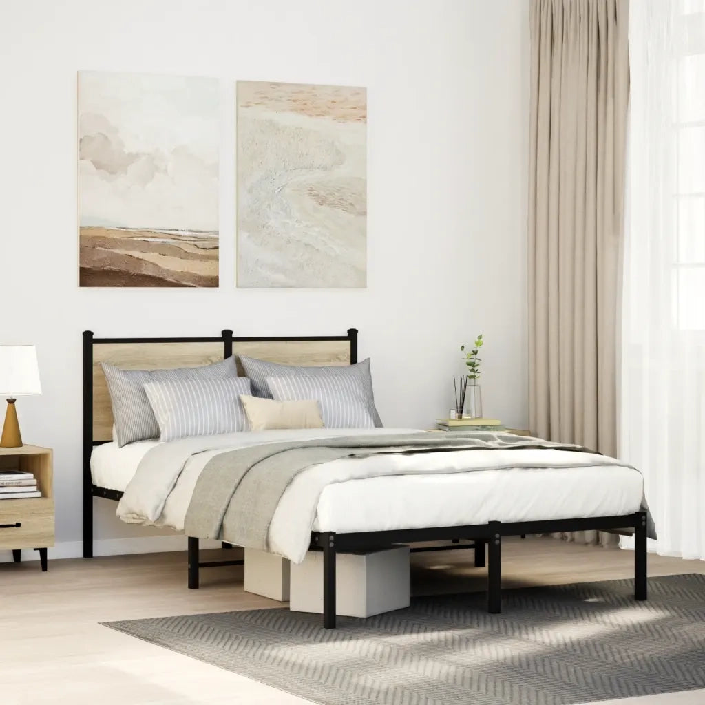 vidaXL Giroletto senza Materaso in Metallo Rovere Sonoma 120x190 cm