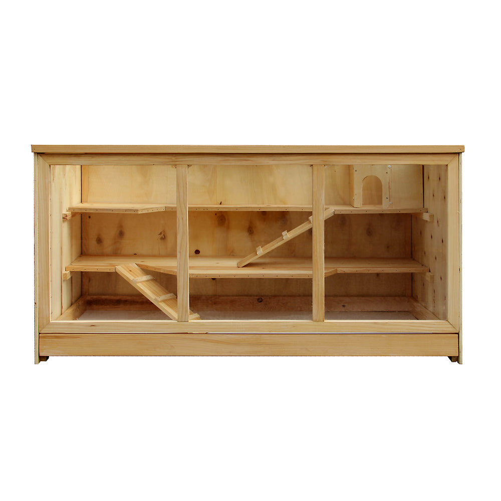 Gabbia XXL per criceti e roditori, in legno e plexiglas, con tetto apribile