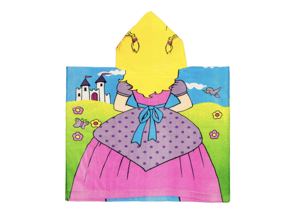 Poncho Mare Per Bambini In Spugna 100% Cotone In Varie Fantasie - Poncho - Principessa