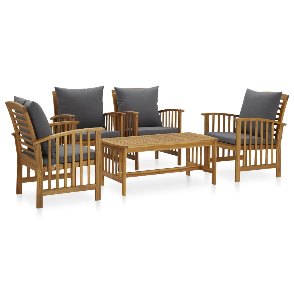 Set Divani da Giardino 5 pz con Cuscini in Massello di Acacia 3057982