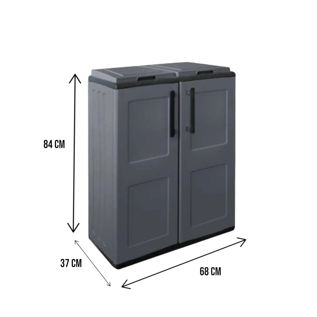 Contenitore per Rifiuti Alfred, Pattumiera Capacità 220 (110 per Sacco) Made in Italy, 68x37x84h cm Grigio