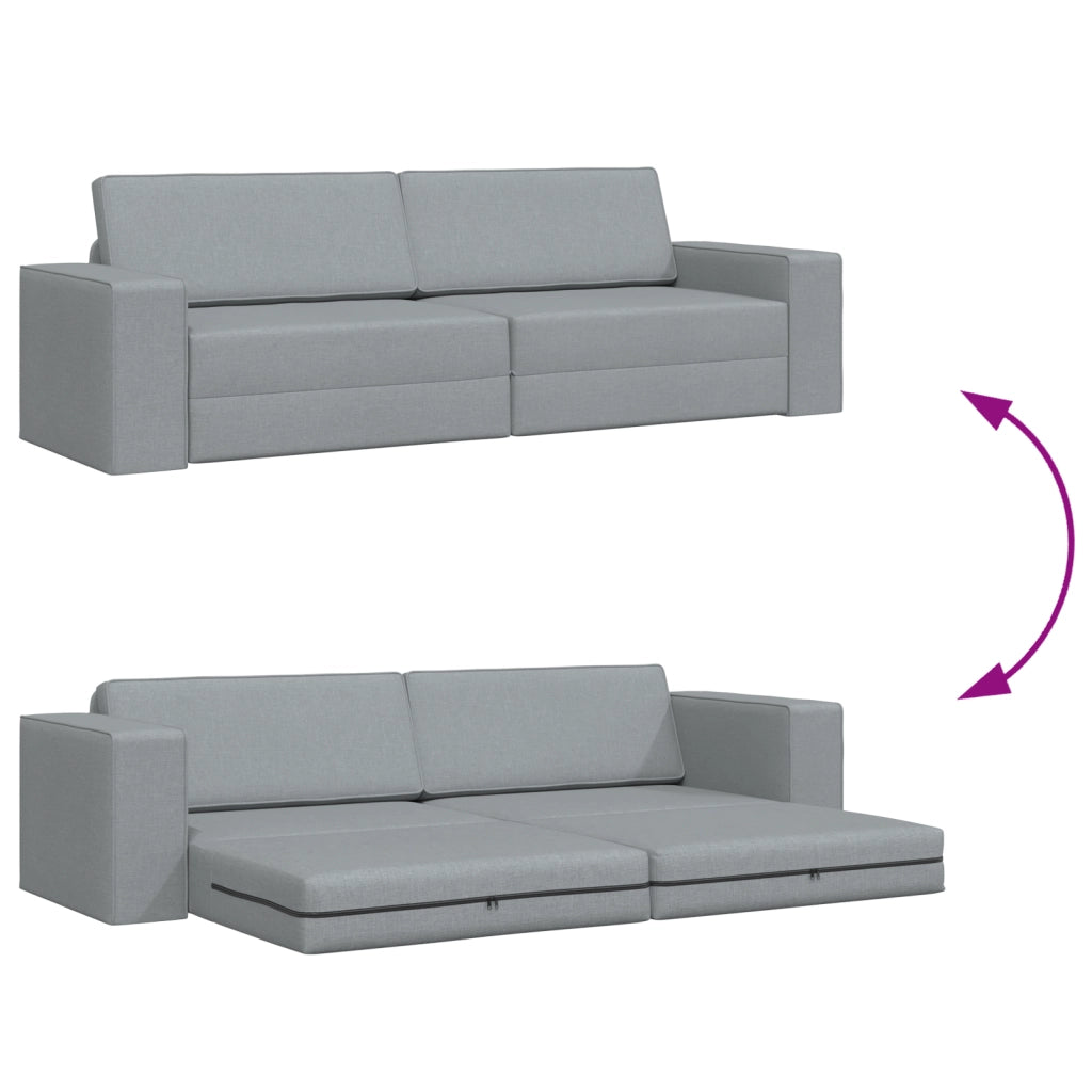 Divano Letto da Pavimento 2-in-1 Grigio Chiaro 245x150x60.5 cm Tessuto