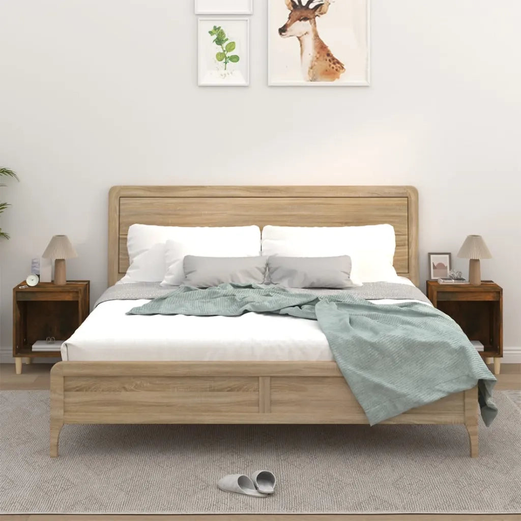 Comodini 2pz-Set di 2 Tavolino da notte Rovere Fumo 40x35x50 cm 505111