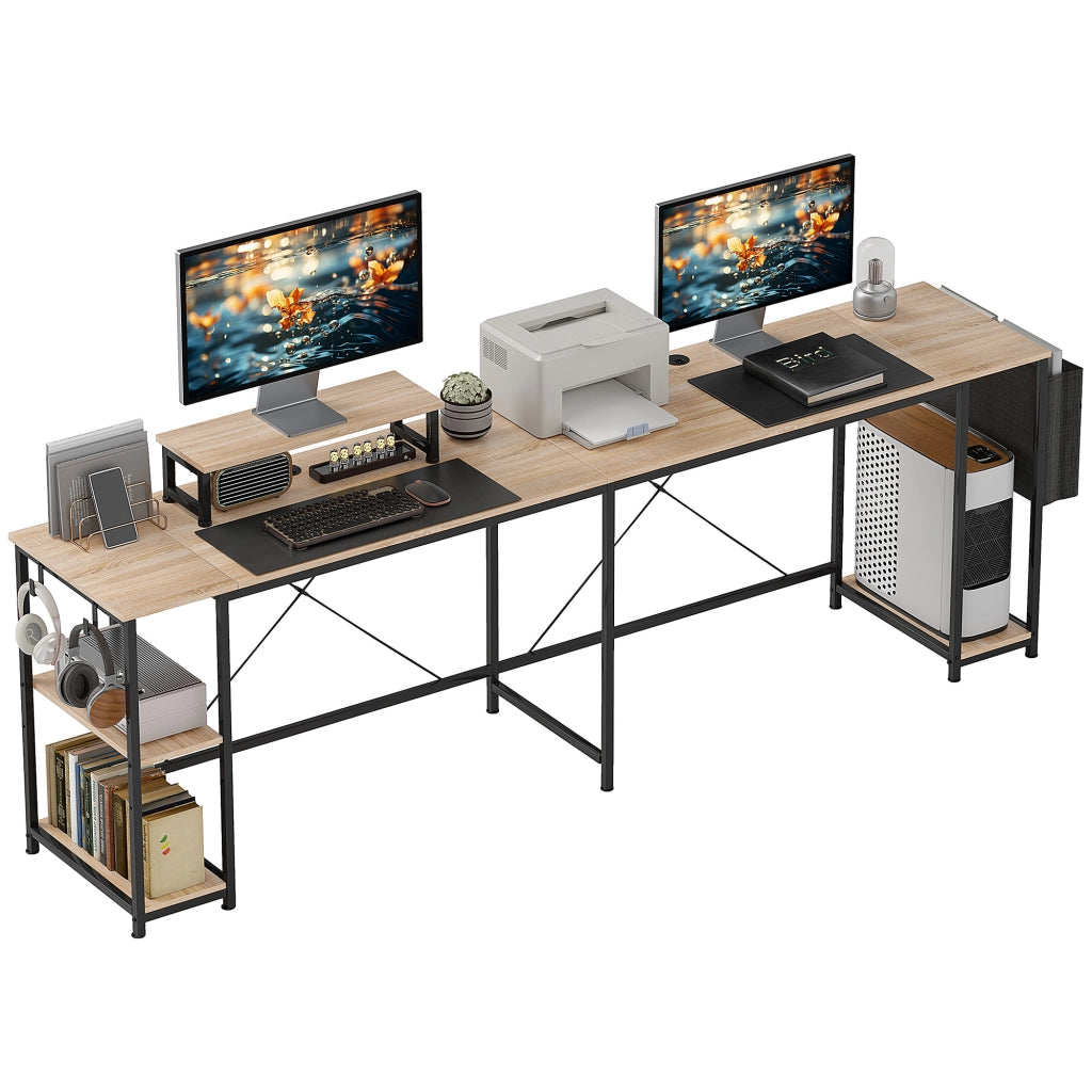 Scrivania Angolare Modulabile 168-240 cm ¨C Xylo ¨C Legno Rovere, Ripiani Regolabili, Supporto Monitor