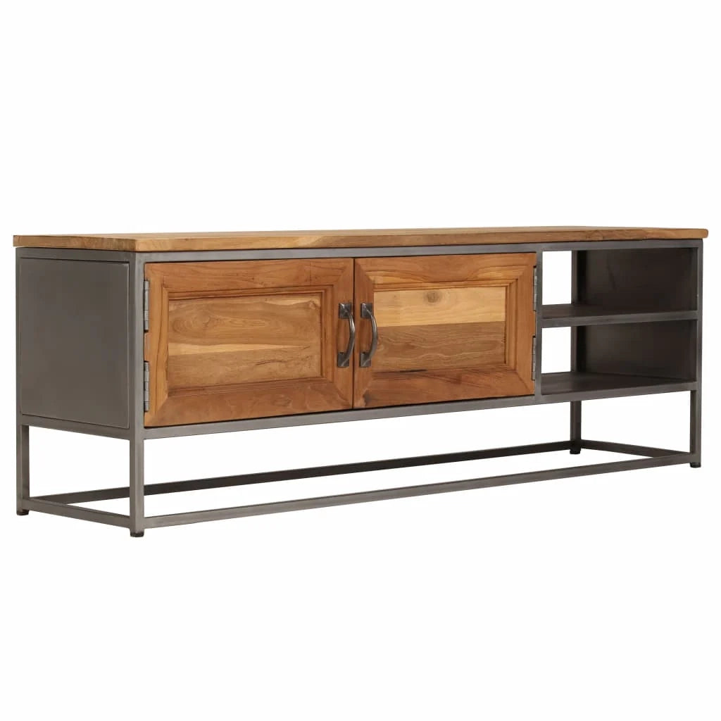 Mobile TV/credenza design pratico teak riciclato e acciaio 120 cm 2502215