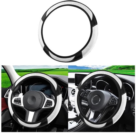 Guida al volante Antislip - Microfibra - Respirante - Adattabile a qualsiasi forma di volante - 38 cm - Sostenibile e Comodo - Guida al volante