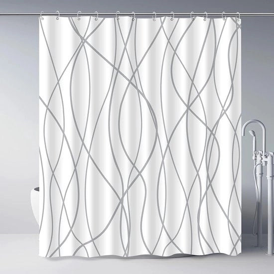 Douchegordijn antischiuma - impermeabile - 180 x 200 cm - a strisce grigie