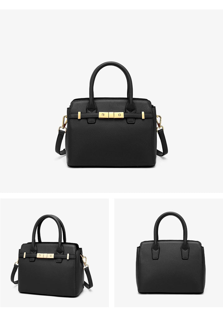 Borsa a tracolla da donna in vera pelle, colore nero.