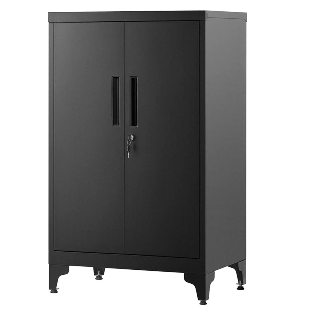 Armadio per ufficio mobiletto multiuso mobiletto per ufficio a 2 ante con serratura 40 x 60 x 90 cm mobiletto in acciaio per ufficio/soggiorno nero 12_0004831