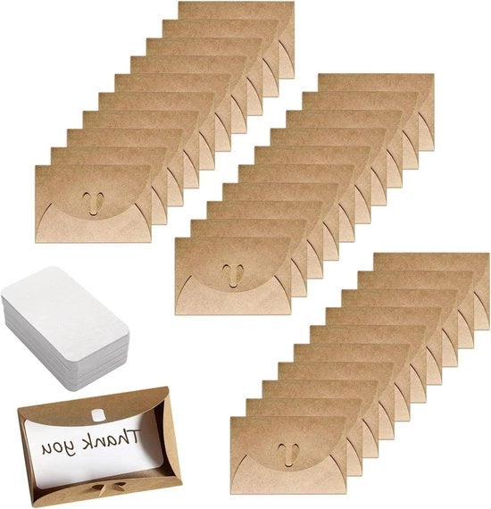 Pacchetto di 30 buste in carta Kraft per lettere, con fogli vuoti per decorare. Buste retro per decorazioni creative di biglietti di auguri, inviti, festività e cartoline di compleanno.