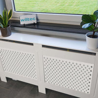 Toboli Radiator Cover White 152 x 19 x 82 cm, MDF Cover, Wooden Radiator Cabinets, Aesthetic Way to Hide Heaters