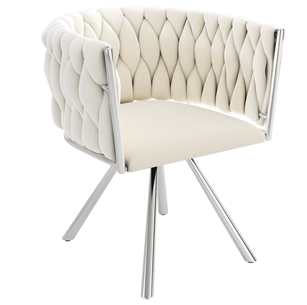 Set di 4 sedie da pranzo girevoli 360° in velluto beige e argento