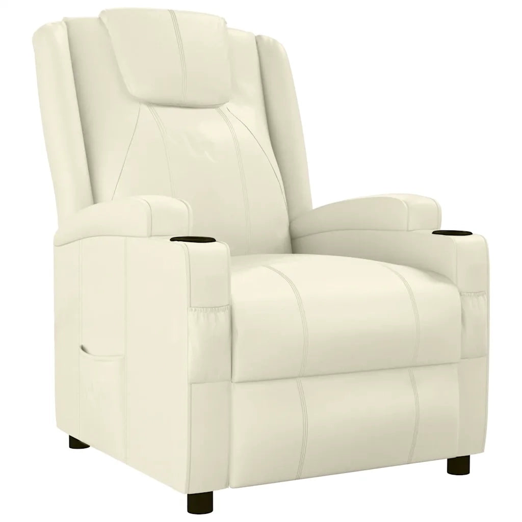 Poltrona Reclinabile Bianco Crema in Similpelle